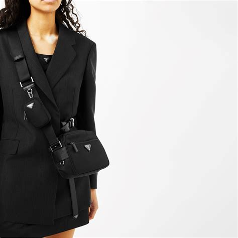 prada wallet crossbody bag outfit|prada nylon shoulder bag black.